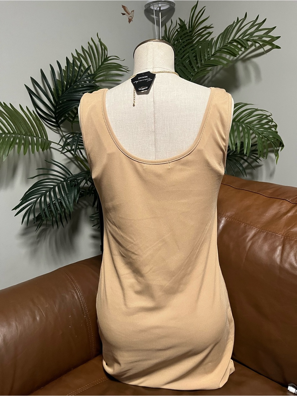 SHEIN Beige Ribbed Teddy Bear Sleep Tank Dress - Picture 4 of 5